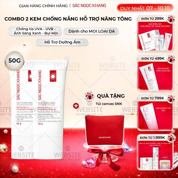 Combo 02 Kem Chống Nắng "Sa Mạc" Nâng Tông Sắc Ngọc Khang 50g