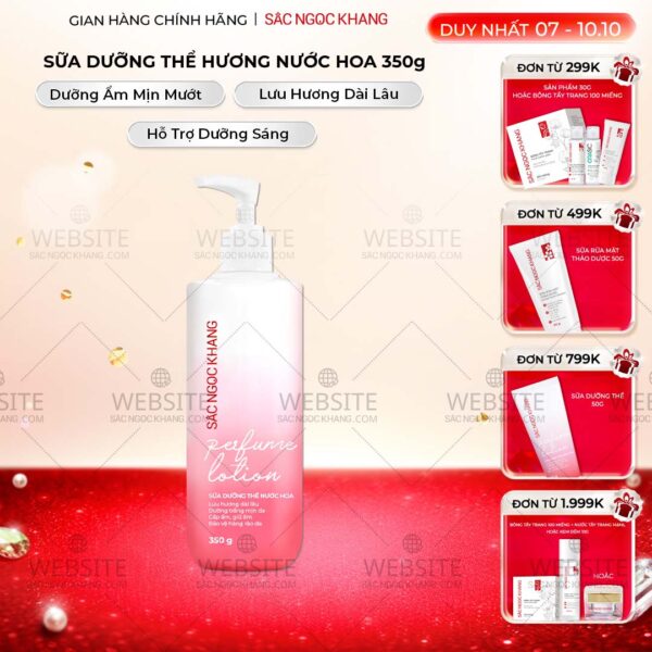 Sữa Dưỡng Thể Nước Hoa Dưỡng Trắng Da Mịn Màng Sắc Ngọc Khang 350g
